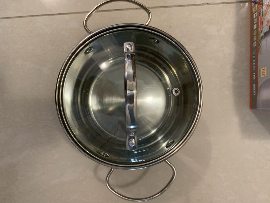 Oala inox 7,5l si 2,5L, capac sticla