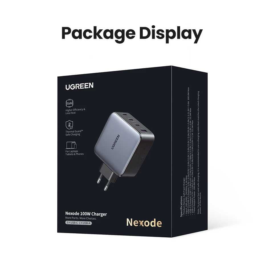 Зарядное устройство UGREEN USB Type-C, 100 Вт