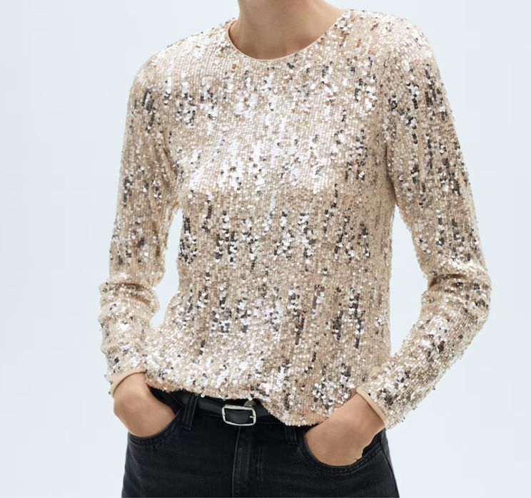 Блуза пайети Mango - златист цяят