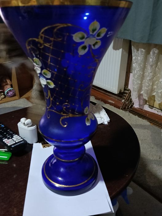 Vaza bohemia albastru vintage