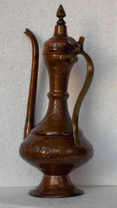 vas vechi 28 cm cupru bronz lucrat manual antichitati arta statueta