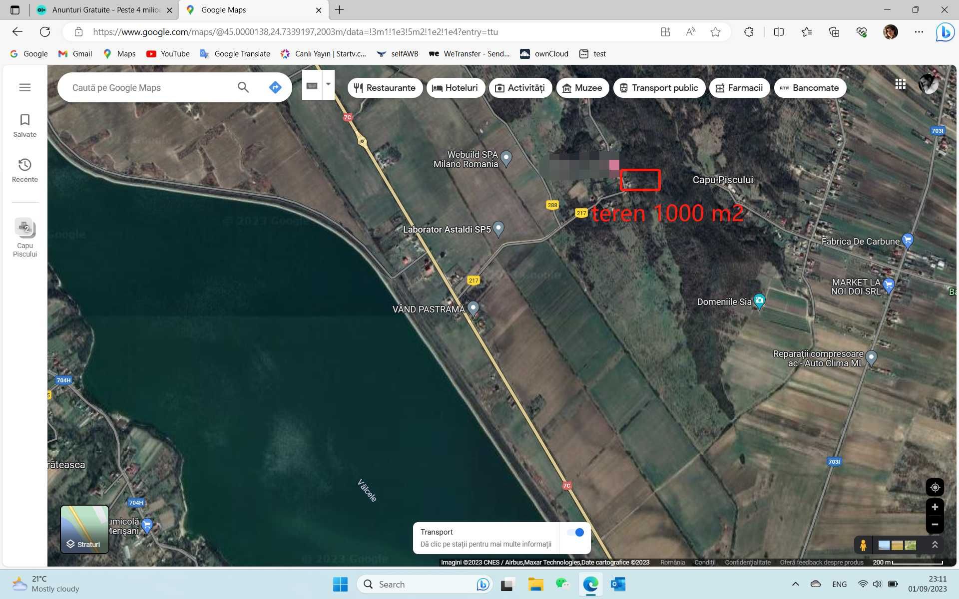 Vand teren intravilan in com. Merisani sat Capu Piscului