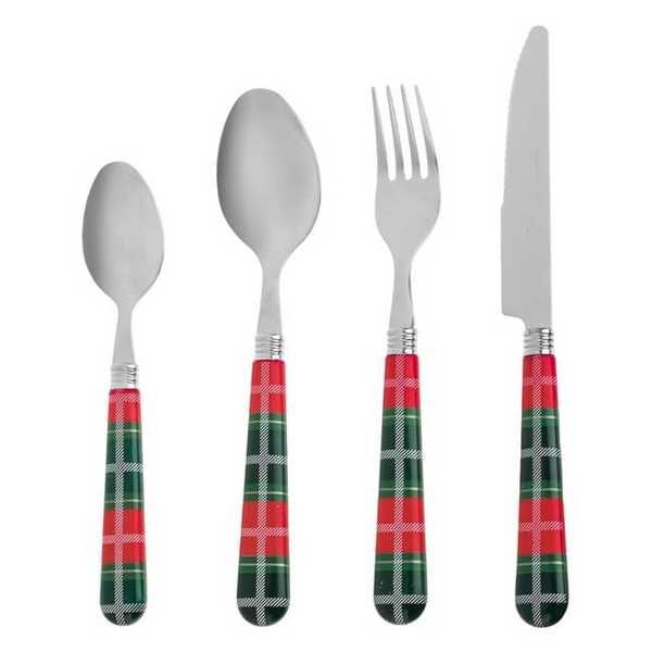 Коледен комплект прибори Mercado Trade, Червена карирана дръжка, 12бр.