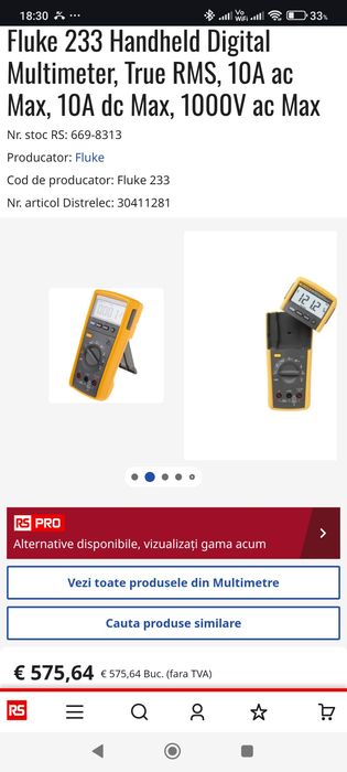 Fluke  233 ecran detașabil