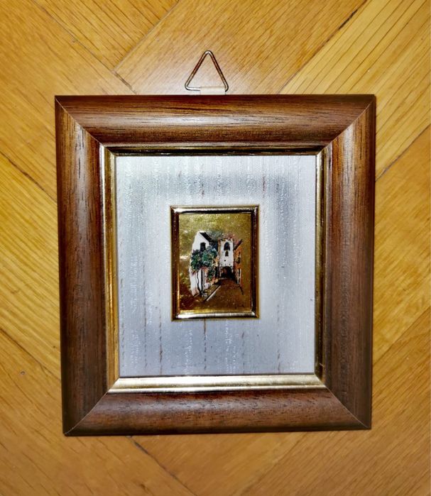 Антикварна миниатюра от 23 кт. златно фолио маркирана оригинална рядка