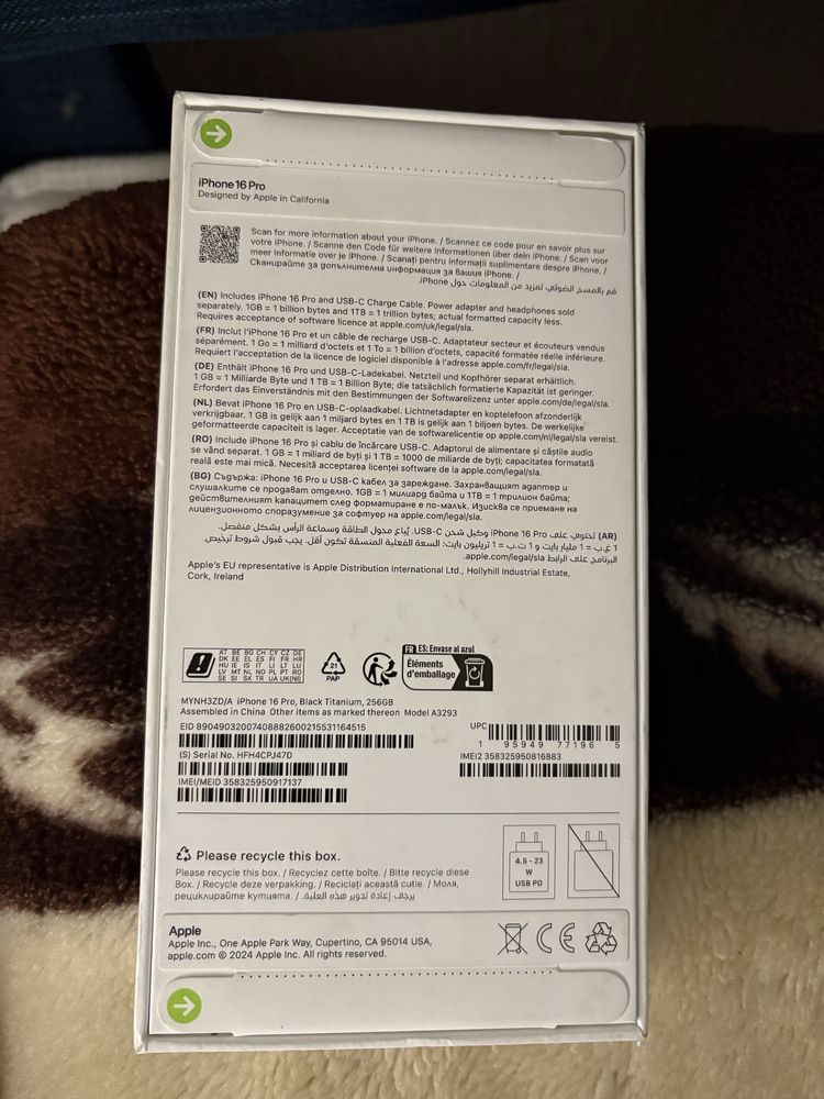 iPhone 16 pro Titanium black 256 GB SIGILAT