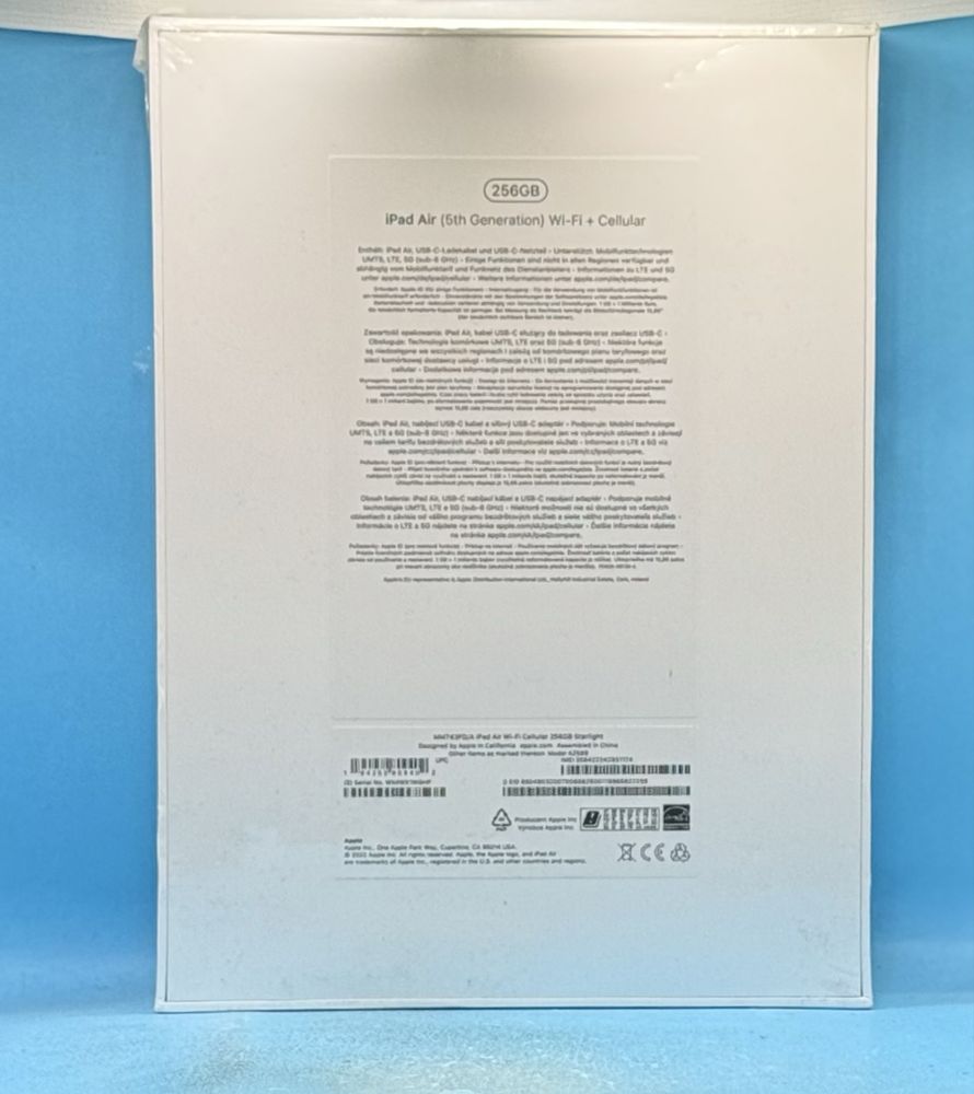 НОВ! Таблет Apple iPad Air 5, 10.9", 256GB, Wifi+Cellular, Starlight