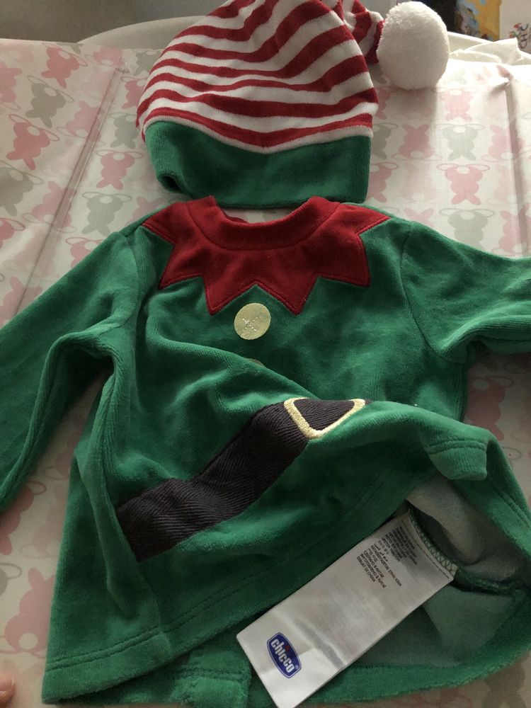 Costum bebe Spiridus / Elf Mos Crăciun Chicco marimea 56 3 luni