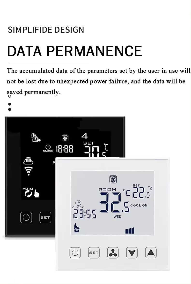 Termostat smart HYSEN HY603-WIFI-AC Tuya, ventiloconvertor, central AC