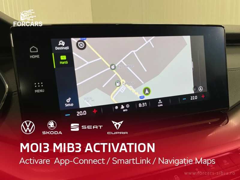 MOI3 MIB3 activare CarPlay / Android Auto / Navi VW și Skoda 2020-2024