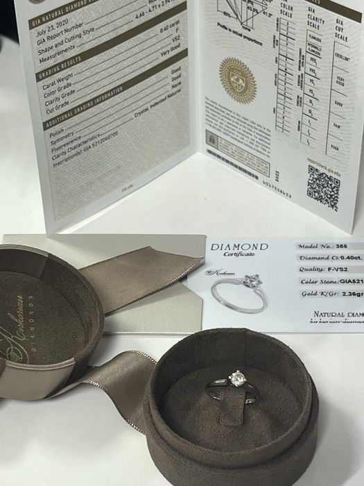 Златен пръстен 14 карата с диамант GIA