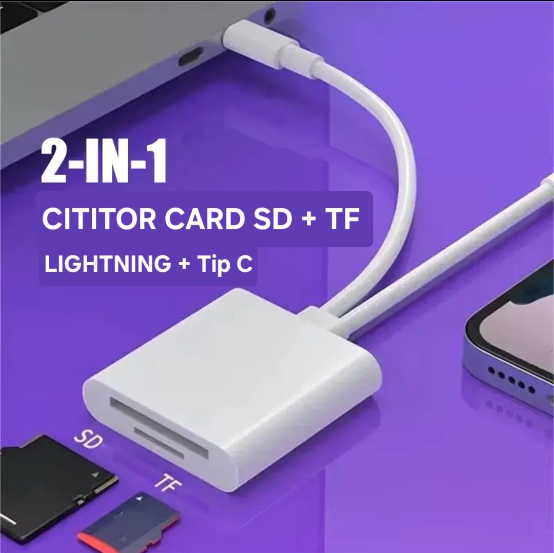 Cititor carduri dublă conectare: IOS+UsbC. SD+TF. Transfer rapid.