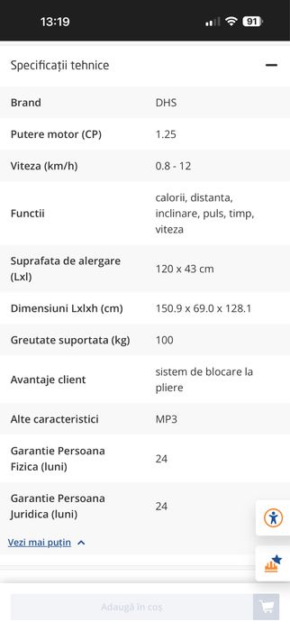 Bandă de alergat DHS folosita ocazional