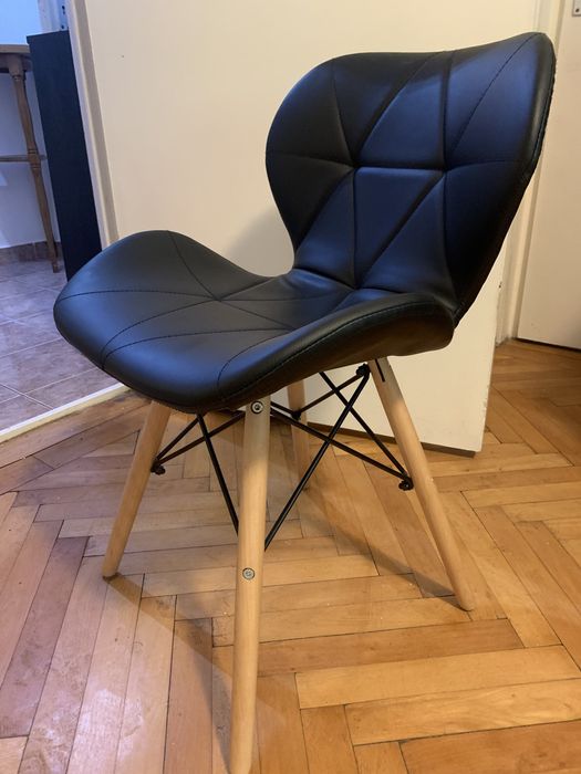 Scaun dining negru/galben