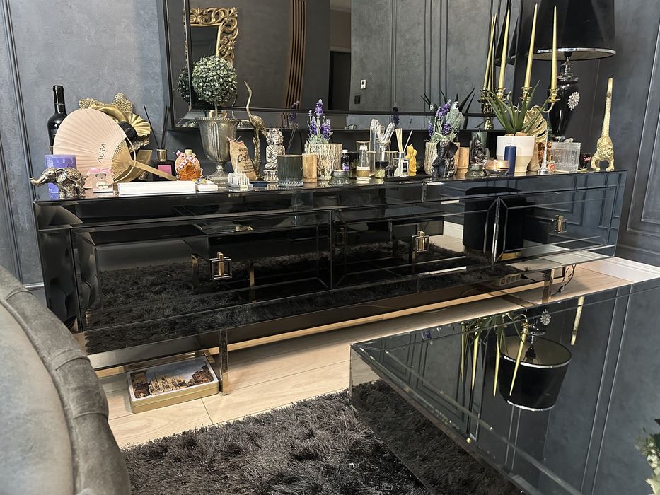 Masuta cafea + comoda tv 240cm sticla fumurie