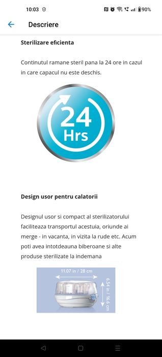 Sterilizator biberoane Philips Avent si suport biberoane