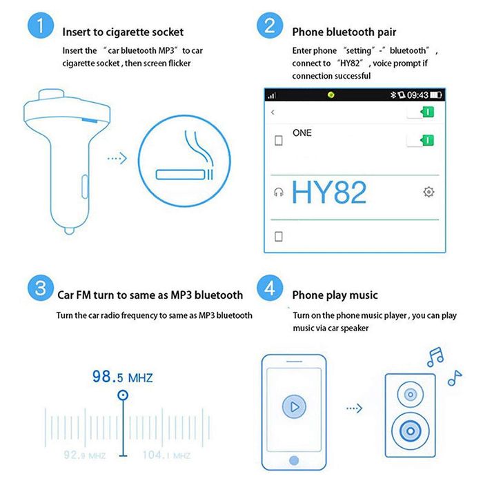 Fm трансмитер bluetooth kit verk 10041 x8 мултифункционален , ...