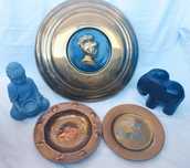 Obiecte vechi din cupru și alamă, statueta Zeul Budha figurină elefant