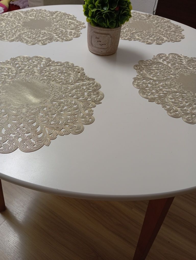 Masa de bucătărie rotunda JEGIND Ø105 cm alb/natur