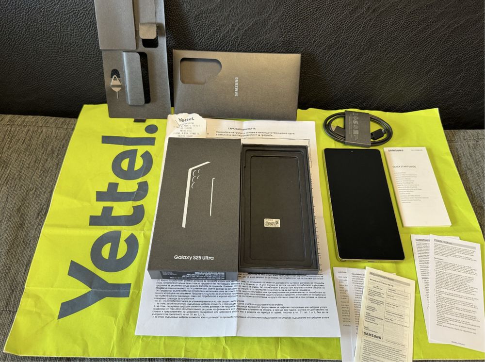 КАТО НОВ 512GB Samsung S25 Ultra Yettel Гаранция 2028 г. Black