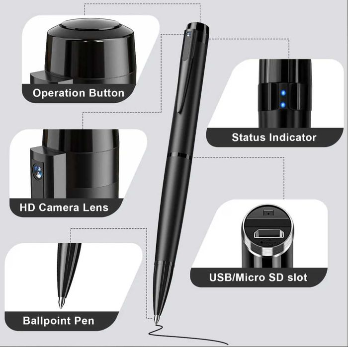 64GB Шпионска камера Скрита камера Камера с писалка Ultra HD1080P