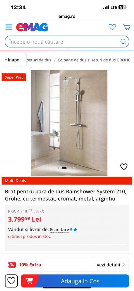 Robinet  GROHE dus cu termostat