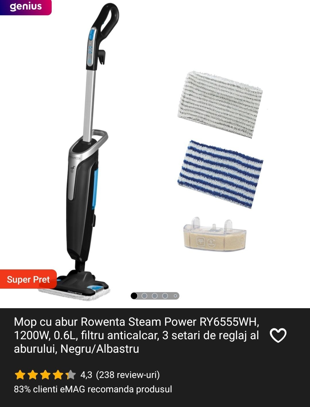 Mop cu abur Rowenta 50% REDUCERE NOU mop electric aspirator