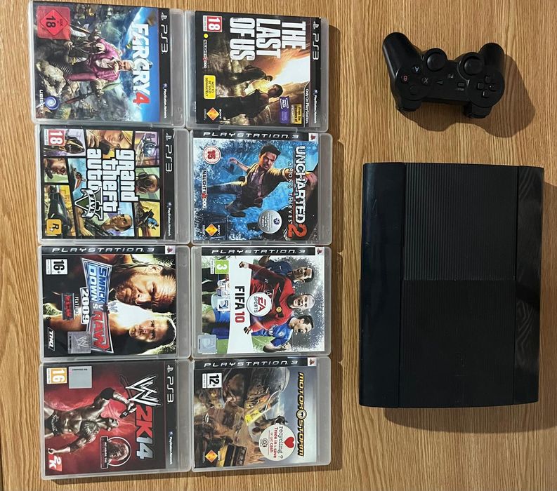 Ps 3 cu un controler și 8 jocuri