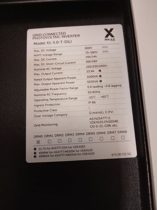 Invertor on Grid  Solax X1-5.0-T-D(L) Boost