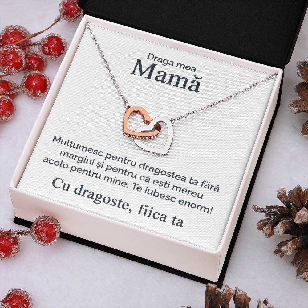 Colier Argint pt Mama, Pietre Zirconiu,Cu mesaj Emotionant de la Fiica