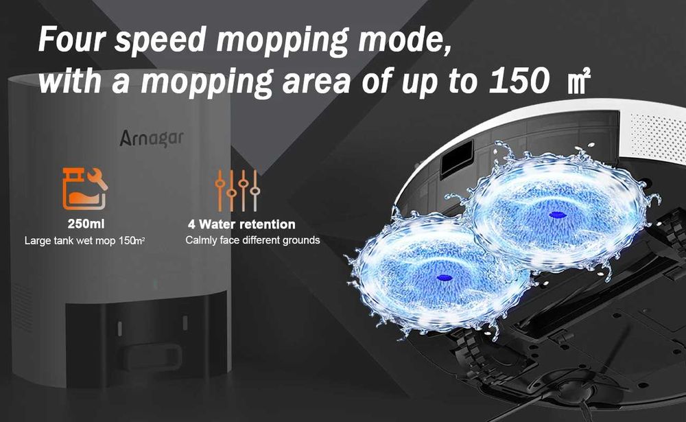 Прахосмукачка робот ARNAGAR S10, aвтоматично изпразванe, въртящ се моп