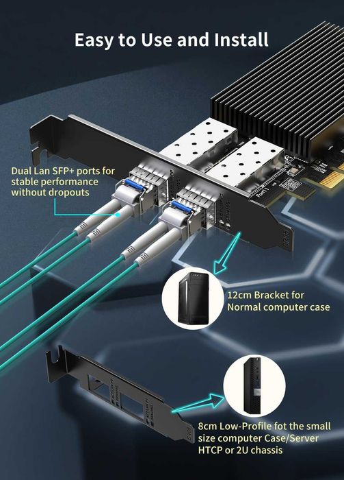 Placă rețea PCIe SFP LAN dual 10G,Intel (X520-2S),adaptor Ethernet