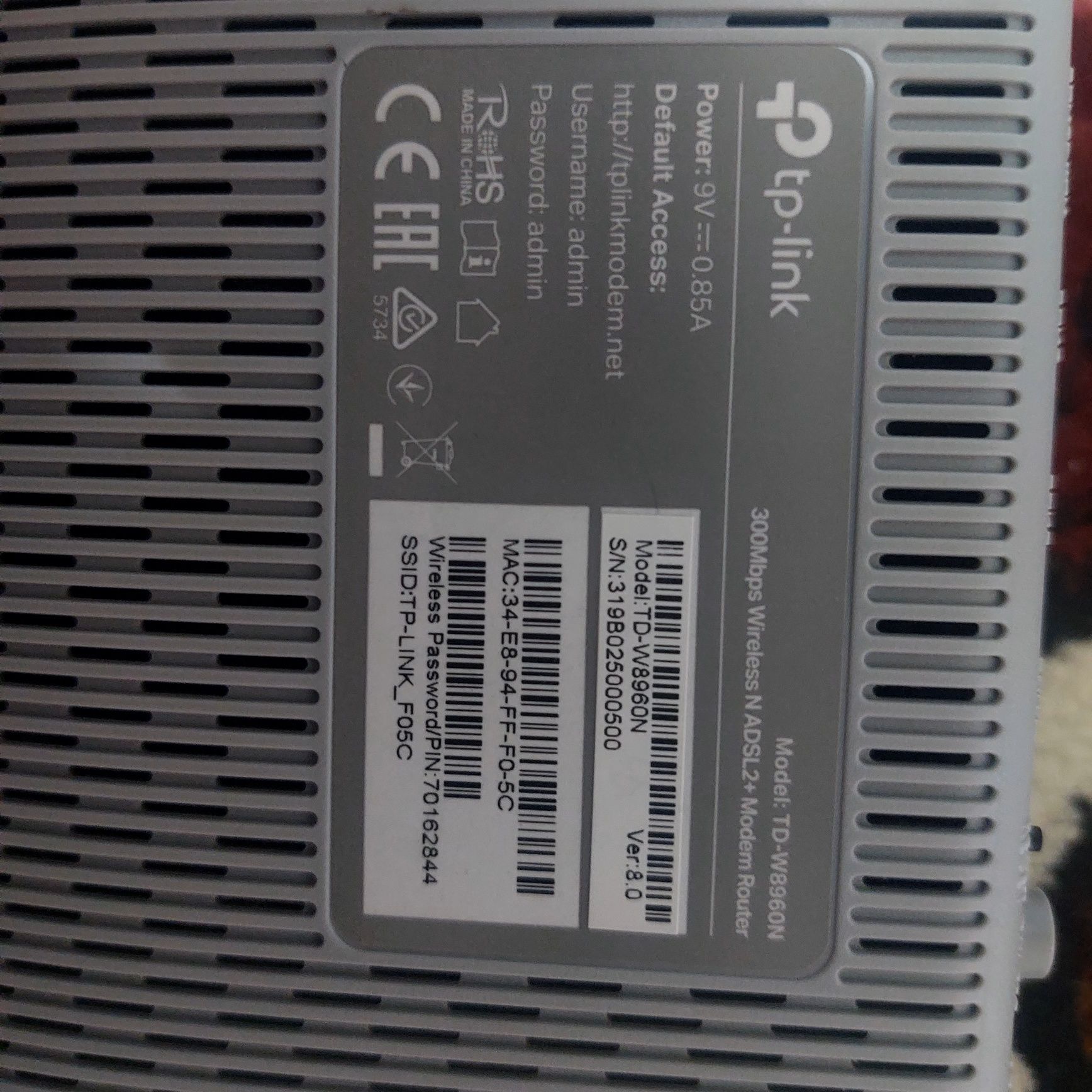 Tp link TD-W896N Wifi modem VDSL