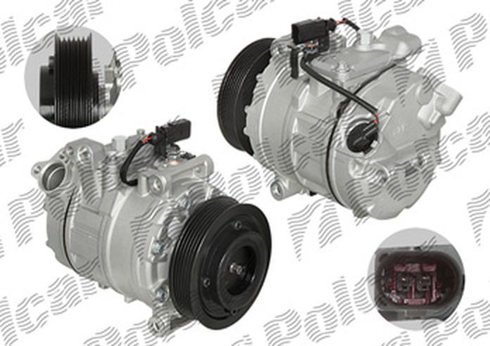 Compresor aer conditionat Audi A8 (D3), 07.2005-08.2005, motorizare 4.0 TDI, 4.2 TDI, diesel, rola curea 110 mm, 6 caneluri, de tip Denso: 7SEU17C