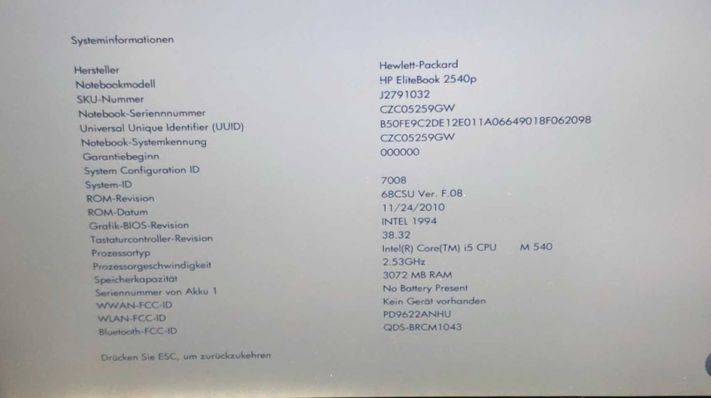 Laptop core i5 - Hp EliteBook 2540p - functional perfect