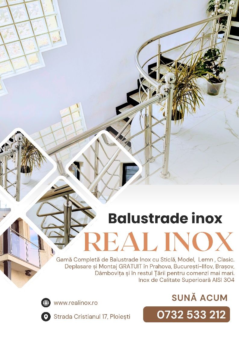 // BALUSTRADE INOX cu Sticla si Lemn // Clasice sau cu Model //
