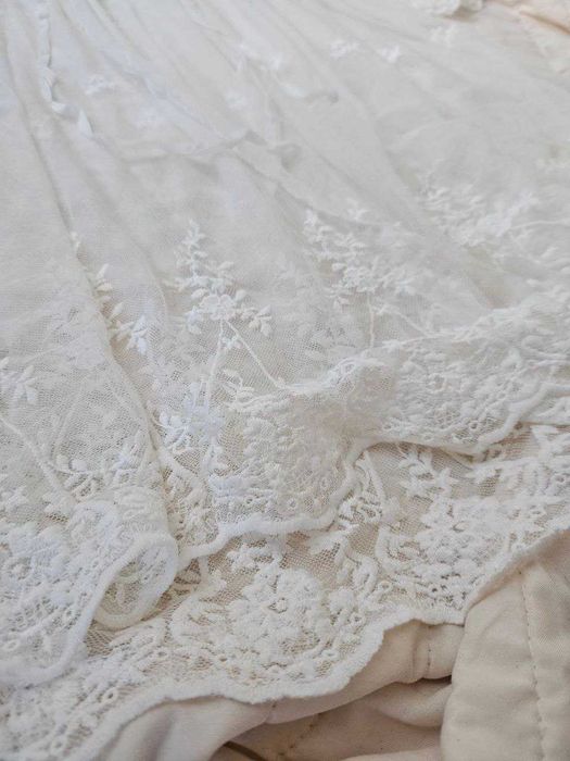 нов дантелен халат бял