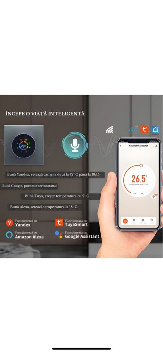 Termostat Inteligent cu Wi-Fi ,Control de la Distanta, Ecran Tactil
