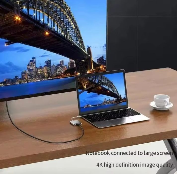 Tip C HDMI Adaptor Aluminiu Macbook Laptop PC 3in1