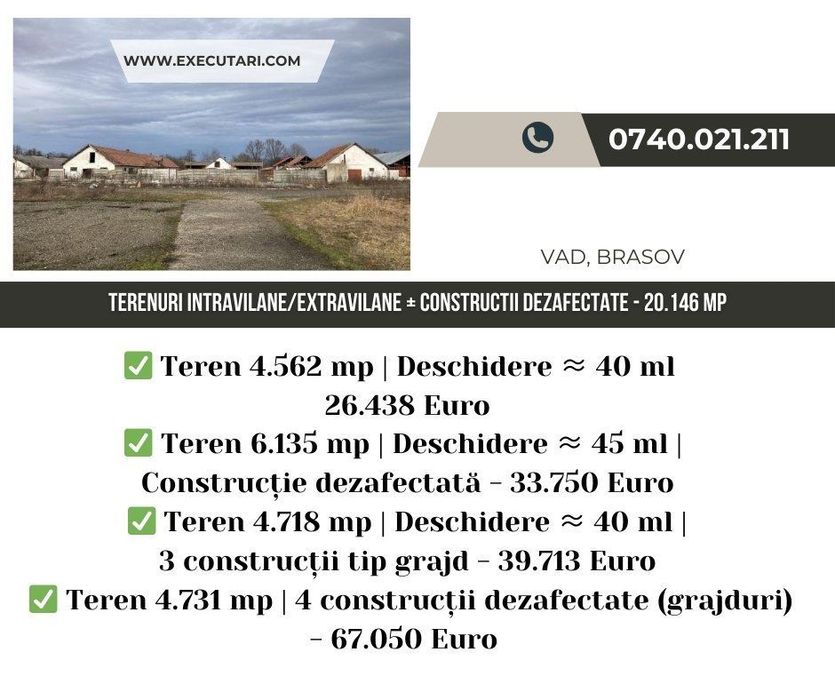 Terenuri + Constructii dezafectate - 20.146 mp , Vad-BV