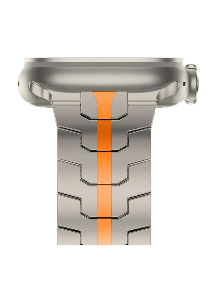 Curea / Bratara Titanium Color Insertie Orange Ceas Apple Watch Iphone