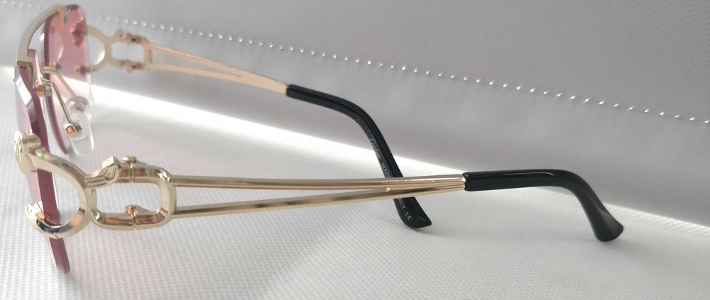 Ochelari de soare Cartier model 2, lentile roz, rama aurie