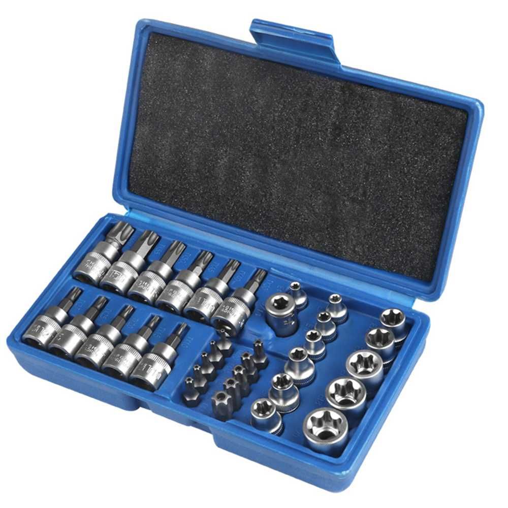 Trusa set chei tubulare biti torx, 34 piese