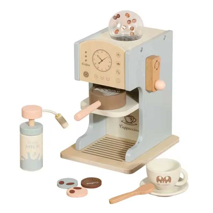 Дървена играчка - кафемашина с принадлежности