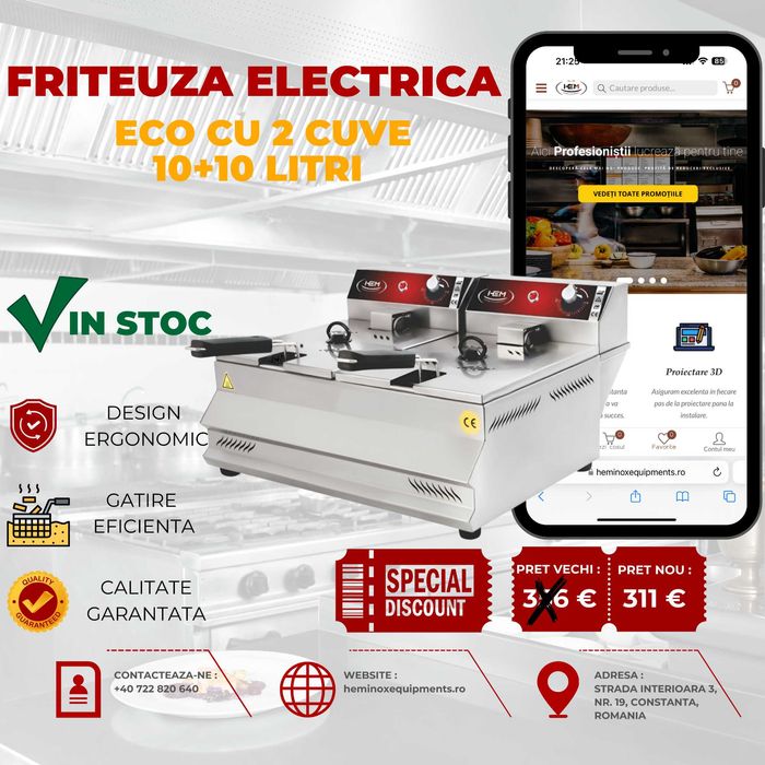 Friteuza Inox Electrica 3L- 3+3L- 5L-5+5 L- 8L -8+8 L Preturi Reale