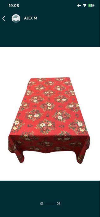 Ocazie.Fata masa rosie 140x220, VINGI Italia 100% bumbac, de sarbatori