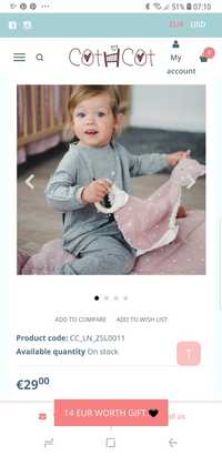 Doudou bebe,din in,marca Cot&Cot
