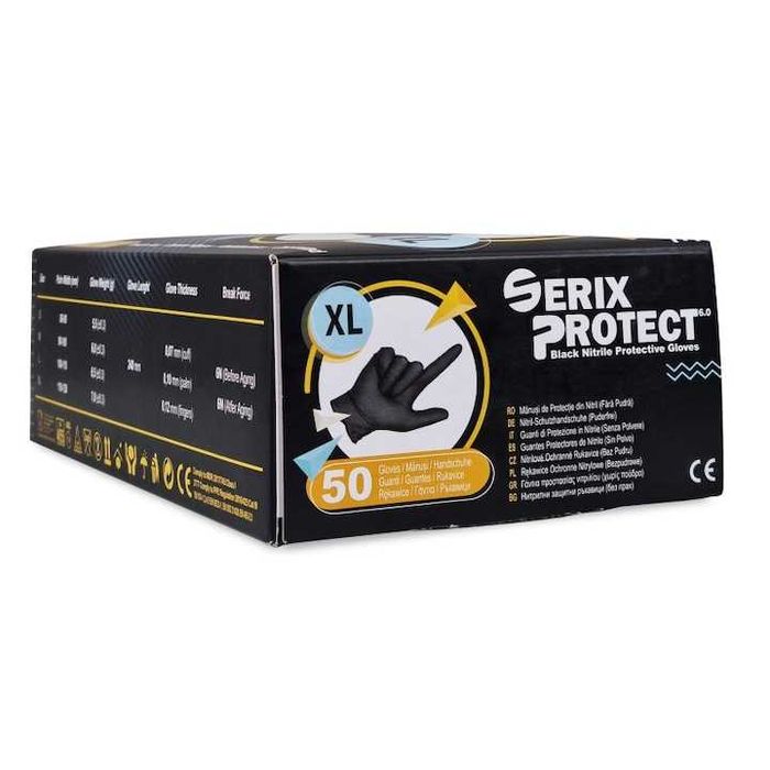 Здрави Автосервизни Черни Нитрилни Ръкавици 6.5 гр.