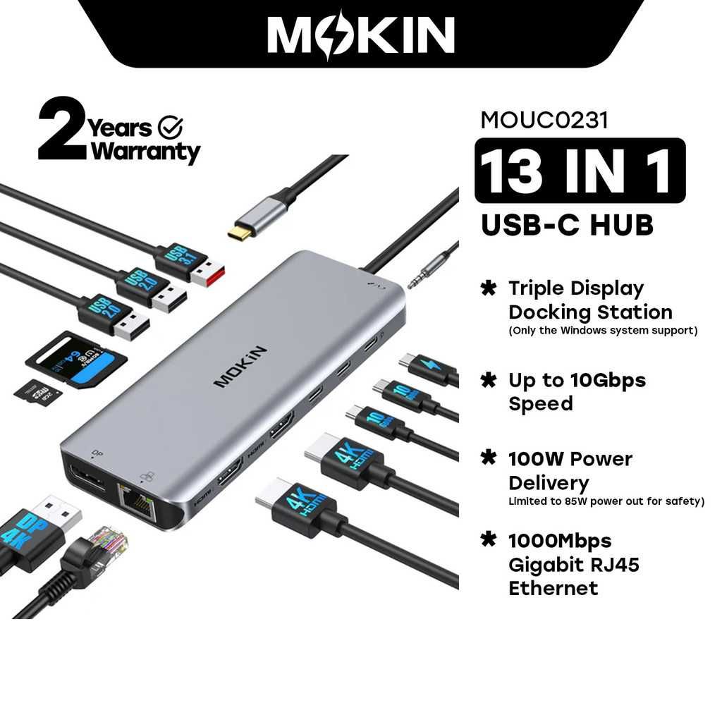 Многофункционална докинг станция MOKiN 13 в 1 USB C