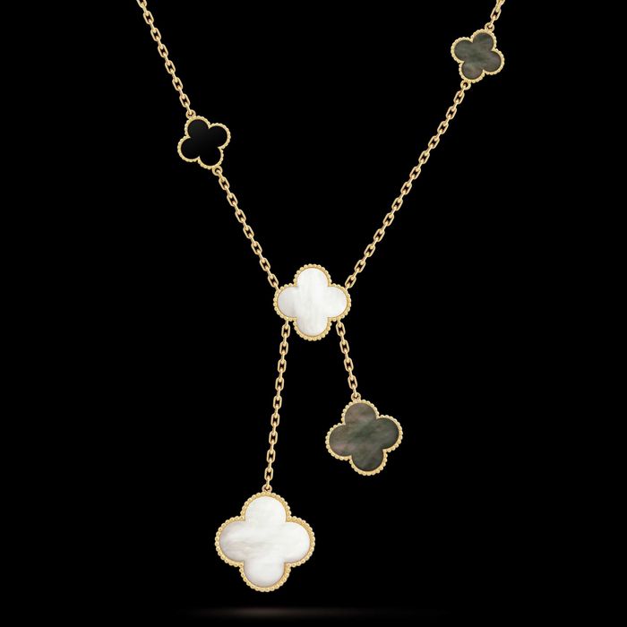 Van Cleef & Arpels VCA Gold 6 Magic Mother Onyx Alhambra Дамско Колие